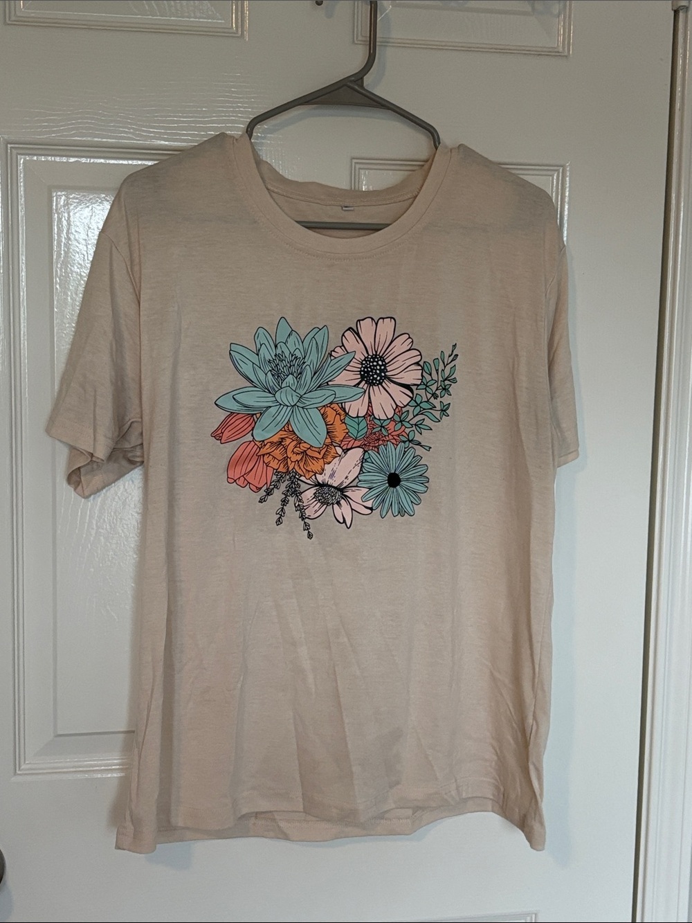 Floral Print Beige T-Shirt